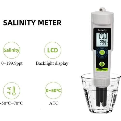Salinity-615 Digital Salinity TEMP Meter Salt Content Tester Measure High Precision Pen Type Salimeter for Seawater Hydroponics