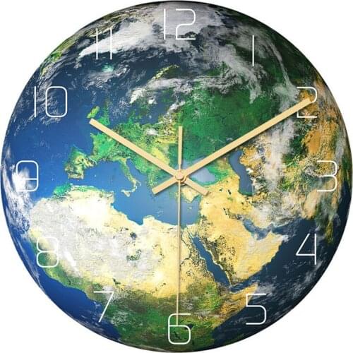 30cmLuminous Wall Clock Acrylic Mute Clock For Living Room Bedroom Decoration Clock Earth Europe Creativity Pointer Clocks Watch