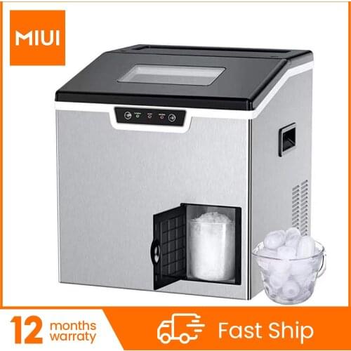 MIUI 2 in 1 Ice Maker & Shaver Machine Countertop with Full Ice & Low Water Alarm, 44lbs/24H Ice Cubes, Low-Noise Auto-Control