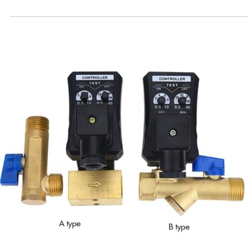 G1/2" DN15 Automatic Timed Water Tank 2-way Direct-acting Drain Valve Air Compressor Solenoid Valve AC220V AC110V DC24V DC12V