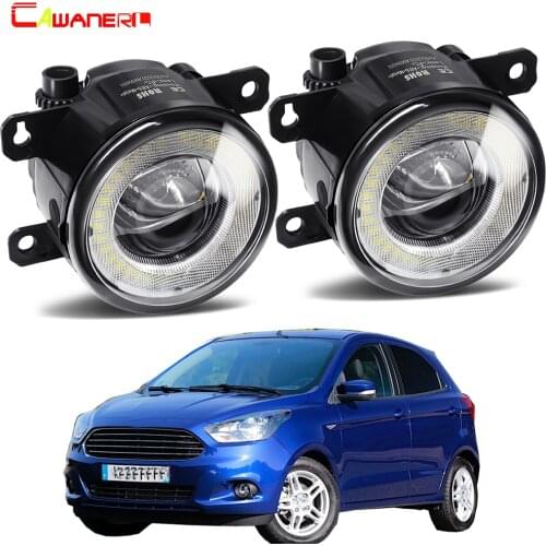 2 Pieces Car Left + Right LED Fog Light Angel Eye Daytime Running Lamp DRL 30W 8000LM 12V For Ford Figo Ka+ Ka 2015 2016