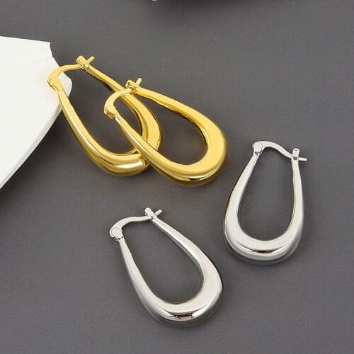 925 Sterling Silver Big Water Drop Hoop Earrings Female Trendy Handmade Metal Earrings wholesale