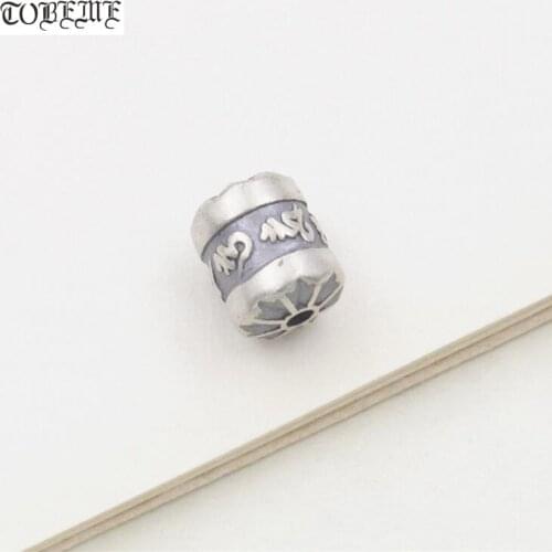 100% 925 Silver Tibetan Six Words Proverb Bead 925 Sterling Loose Beads Buddhist OM Mantra Beads