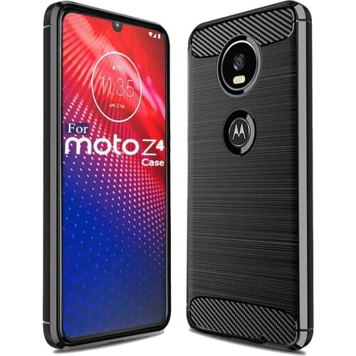 Moto Z4 Case,Shock-Absorption Flexible TPU Rubber Protective Cell Phone Cover for Motorola Z2 Z3 Z4 Play Force (Brushed TPU)