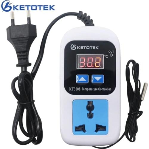 Digital Temperature Humidity Controller Socket AC 110-220V Thermostat Regulator Socket Outlet EU/US/ Plug With NTC Sensor KT3008