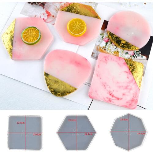 Handmade DIY Coaster Mold Craft Epoxy Silicon Mold Geometric Round Cup Mat Transparent Square Round Mirror Mould tray