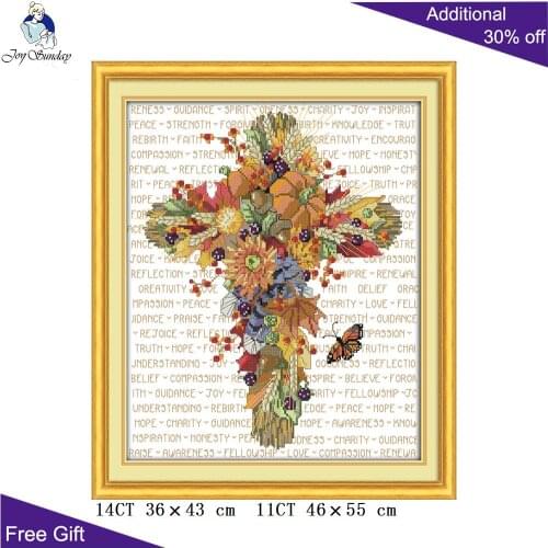 Joy Sunday Christian Cross Home Decor J378 14CT 11CT Counted and Stamped Cross Christian Religion Embroidery Cross Stitch Kits