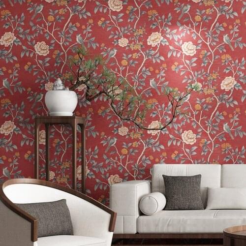 Beibehang Chinese wallpaper classical pastoral flower and bird non-woven fabric living room bedroom TV background wall paper