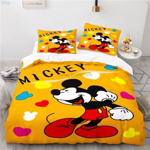 Cartoon Mickey Minnie Bedding Set Disney Adult Kids Bedclothes Duvet Cover Set Pillowcases 3d Print Home Textile Bed Linens Gift