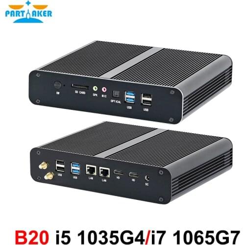 Partaker Mini PC Intel Core i7 1065G7 i5 1035G4 2*RAM Slots Max 64GB DDR4 RAM Gaming Desktop Computer 2*HDMI2.0 2*LAN 8*USB
