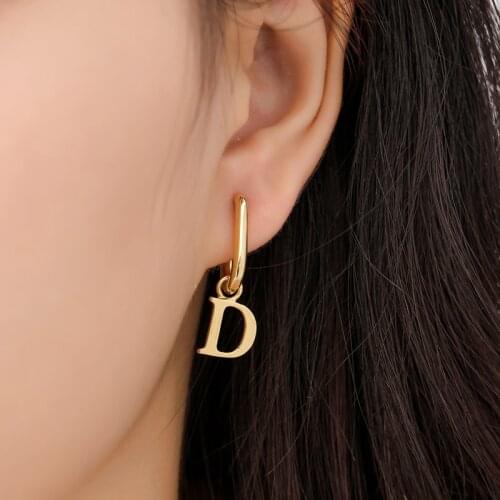 SIPENGJEL Fashion Geometric O-shaped hoop Earrings Punk Metal Letter Initial Detachable Earrings For Women Jewelry Gift 2021