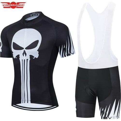 Crossrider 2021 Black Mens Cycling Jersey MTB Shirt Bike Clothing Quick Dry Bicycle Clothes Short Set Ropa Ciclismo Cycling Kit