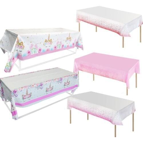 CYUAN Pink Unicorn Tablecloth Kids Unicornio Theme Party Decoration Disposable Tableware Set Unicorn Birthday Party Decoration