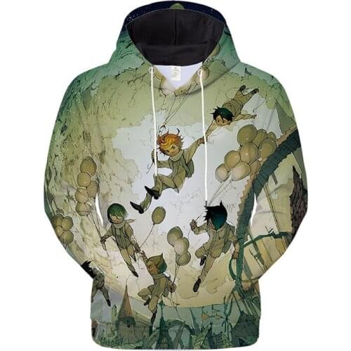 The Promised Neverland Hoodie Cosplay Anime 3D Digital Printed Round Neck Unisex Loose Warm Polyester Casual Hooded Sweater