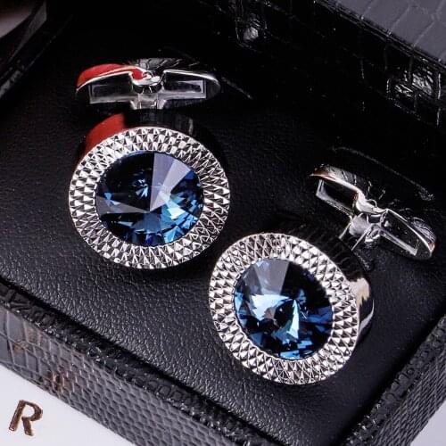 MAISHENOU Shirt Luxury Cufflinks for Mens Brand Wedding Gift cuffs button with crystal cuff links High Quality Factory wholesale