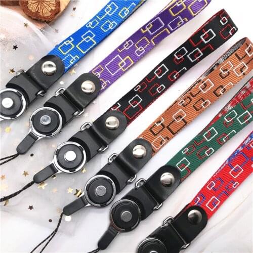 Fashion Simple Square pattern Lanyard 2-in-1 removable Wrist Strap for id card Holders For Phone USB Flash Drives Keys keycord