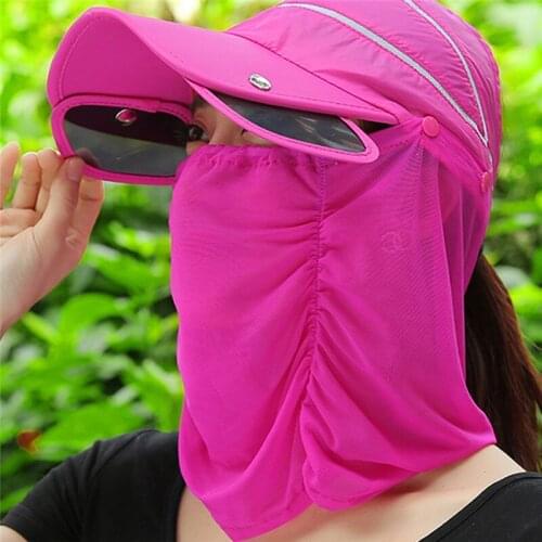 Womens Foldable Sun Hat UV Protection Wide Brim Sun Hat Face Neck Protection Summer Hat Beach Dual Use