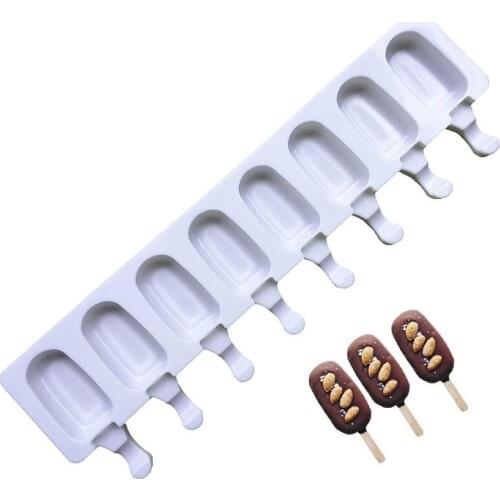 4/8 Hole Silicone Ice Cream Forms Popsicle Molds DIY Homemade Dessert Freezer Fruit Juice Ice Pop Cube Maker Mould With Sticks