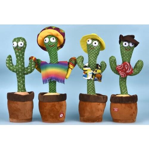 Dancing Cactus Toys Speak Electronic Plush Toys Twisting Singing Dancer Talking Novelty Funny Music Luminescent Gifts Bluetooth