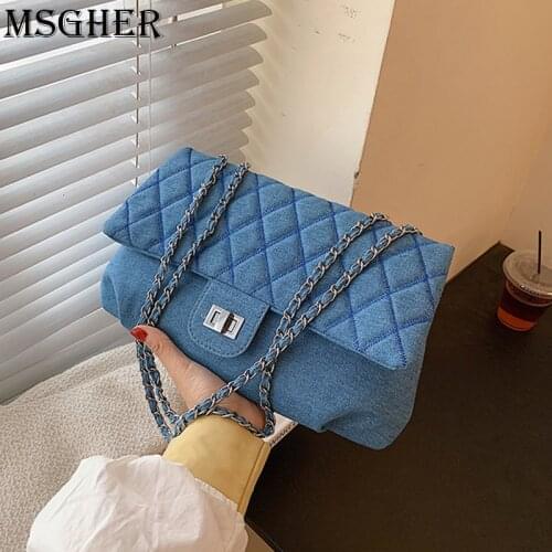 Jeans Bag Women 2021 Autumn Big Shoulder Bag Female Denim Handbags Shoulder Bags Messenger Female Chain Crossbody Bag WB4492