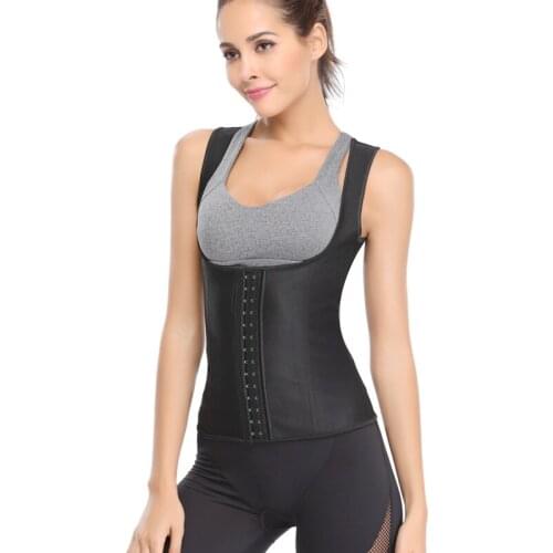 Female Body Shaper Corset Vest Rubber Corset Women Waist Trainer 3 Layers Latex Sashes Shapewear Black 9 Steel Bones Shaper Vest