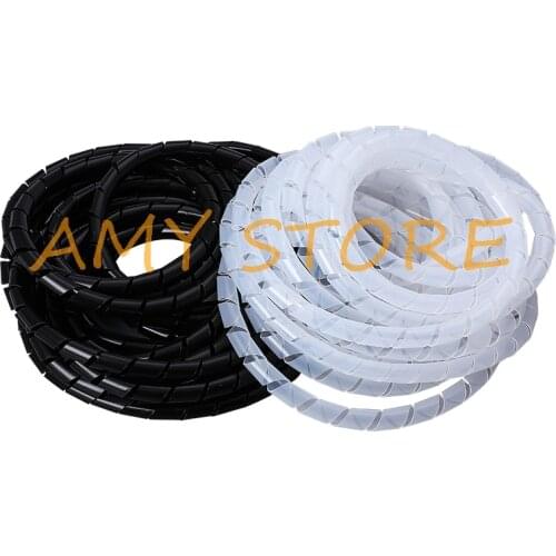 1Pc Black ClearWhite WireCable Ties Organizer Management Spiral Wrapping Bands Bundle Protector 4 6 8 10 12 14 16 18 20 25 30mm