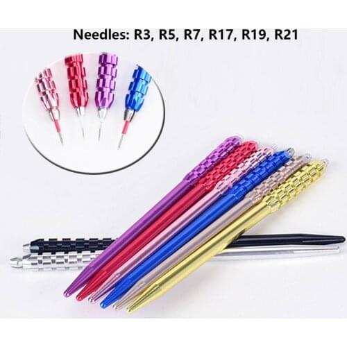10 pcs Round Flex Needle Lock-Pin Device Manual Permanent Makeup Embroidered Eyebrow Tattoo Pen Tebori Microblading Pen
