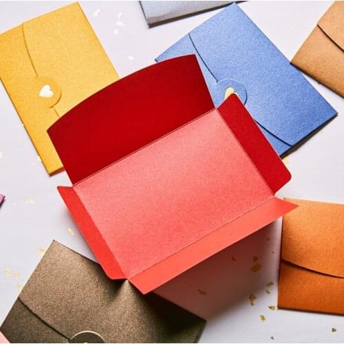 100pcs Small Greeting Card Name Card Envelope Hot Stamping Love Pearlescent Paper Mini Envelopes