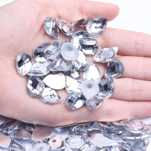 12x16mm 6x10mm Crystal Tear Shape Flatback Earth Facets Acrylic Craft Art DIY Gems Rhinestone Strass Nail Art Decorations