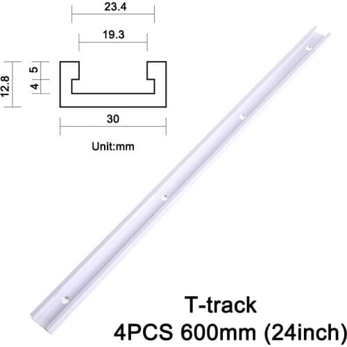 4PCS T-track 600mm (24inch) Standard Aluminium Miter Track/Slot for Table Saw, Router, Drill Press Jigs Carpenter Tools JF1285