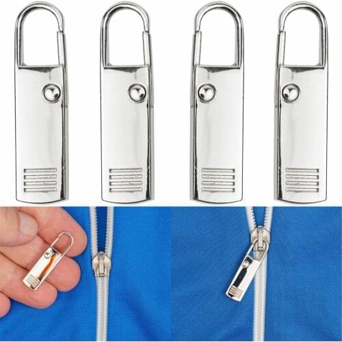 4pcs Replacement Zipper Puller Heads Luggage Zipper Head Accessories Kit For Clothes Jacket Coat Bag Zip Slider
