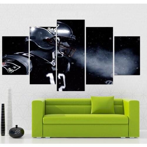 5 Panel Canvas Art Wall Decor Figure Painting Rugby Player Poster Nordic Decoration Home Frame Bedroom Modular Picture