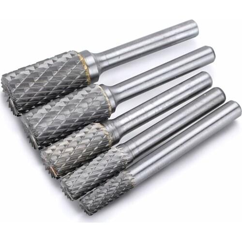 5Pcs Metal Wood Deburring Polishing File 1/4" Tungsten Carbide Rotary Burr Bit Milling Engraving Cutter Set For Rotary Tools