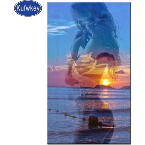 5D DIY Diamond Painting Cross Stitch Full Square Drill 3D Diamond Painting kits"Fantasy sunrise beauty"Sticker Home Decoration