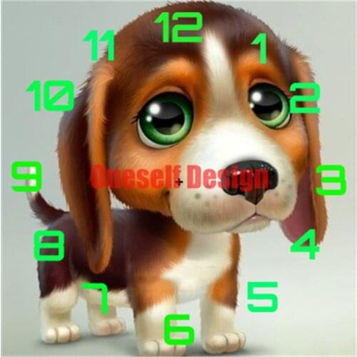 5d diamond painting full square clock diamond art kit clock dog diy frame decoration home diamond mosaic rhinestone pictures