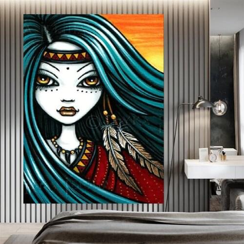 Diy diamond painting Indian Feather girl 5d diamond embroidery full square rhinestone cross stitch mosaic puzzle portrait Gift