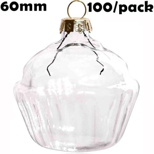 Free Shipping DIY Paintable Christmas Xmas Decoration Ornament/Ball 60mm Glass Cake, 100/Pack