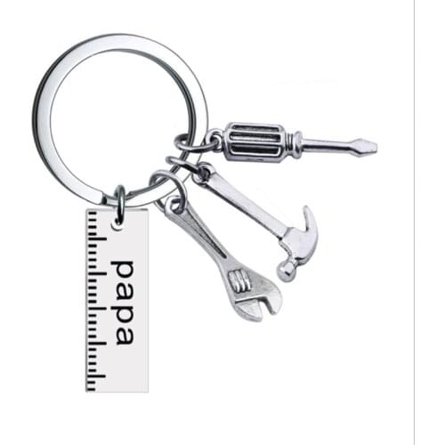 DIY stainless steel keychain Dad hammer screwdriver wrench Dads tool