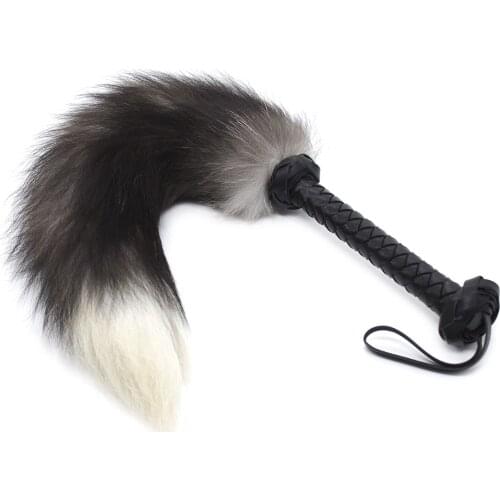 Fetish Luxury Delicate Black Flogger Teasing Braided Whip Spanking Paddle Fantasy Fox Tail Whip Restraints Sex Toys For Couples