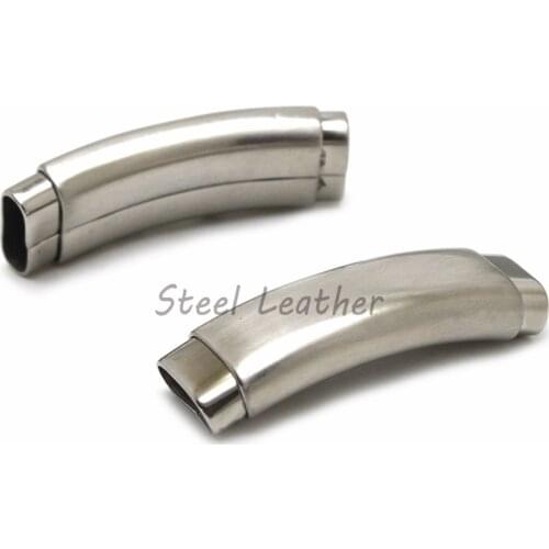 Engrave Logo 10pcs/lot Hole: 10*4mm adjustable Stainless Steel Magnet Buckle Leather Cord Bracelet Connector Components DIY