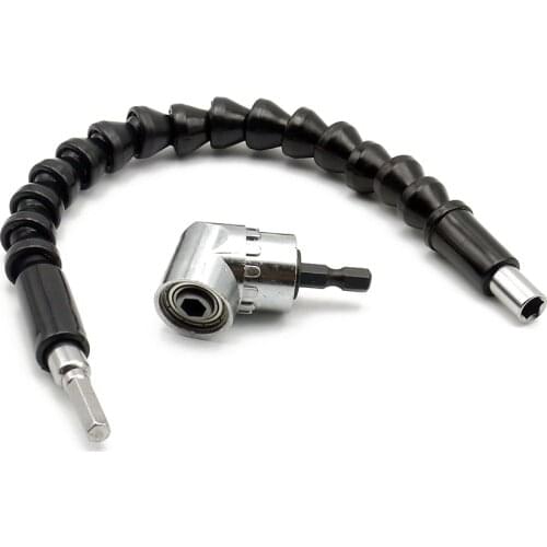 HLZS-Right Angle Drill and Flexible Angle Extension Bit Kit for Drill or Screwdriver 1/4" Socket Adapter Magnetic, Handy, Soli