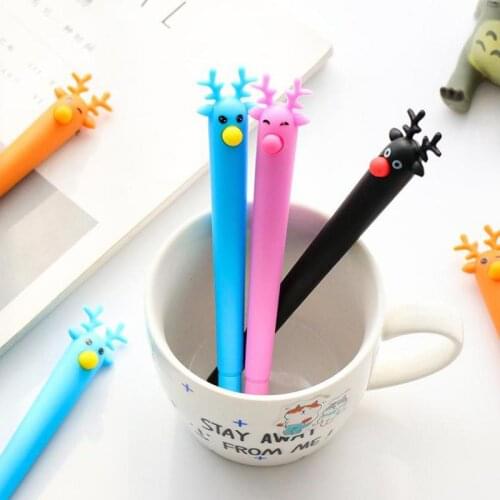 Jonvon Satone 24 Pcs Christmas Milu Neutral Pen Soft Gel Small Fresh 0.5mm Black Pen Student Office Stationery For Writing Tools