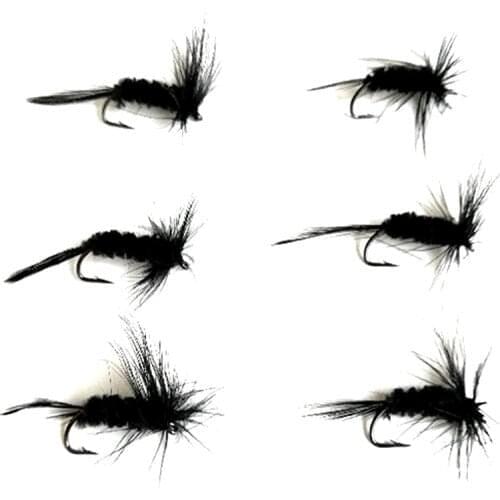 KKWEZVA 18pcs Fishing Lure Butter fly Insects Salmon Flies Trout Single Dry Black Fishing Fly Lures Fishing Tackle
