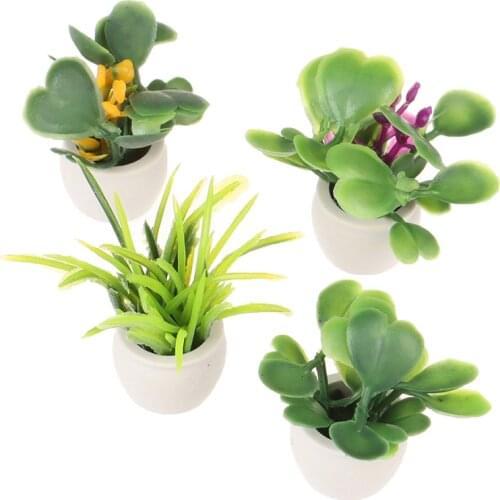 1:12 Dollhouse Miniature Green Plant In Pot Furniture Home Decor Accessories