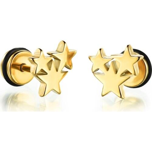 FATE LOVE Men Stud Earrings boy/girl Fashion Jewelry white Black gold color 316L Stainless Steel GE301