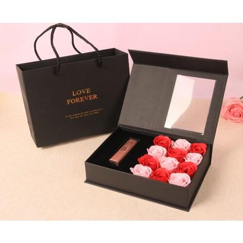 Soap Flower Gift Box Jewelry Box Flip Creative Lipstick Necklace Set Box Valentines Day Birthday Gift 12pcs Floral Soap