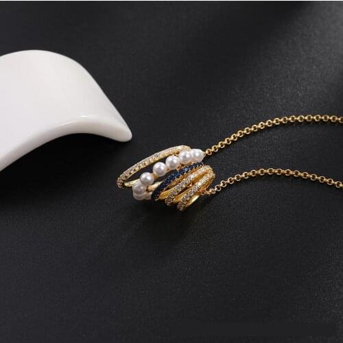New Bohemian Pearl Choker Necklace For Women Gold Silver Color Zircon Circle Clavicle Chain 2020 Fashion Female Jewelry Zk30