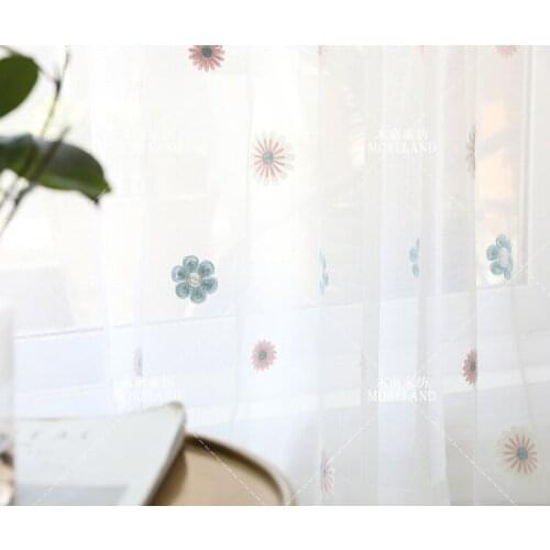 New Style Garden Flower Net Gauze Embroidery Curtain Screen Customization for Living Room Bedroom