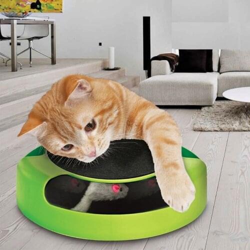 Pet Cat Kitten Catch The Mouse Plush Motion Chase Toy Claw Care Moving Play Scratching Pad Mat Cats Catches Mouse Turntable