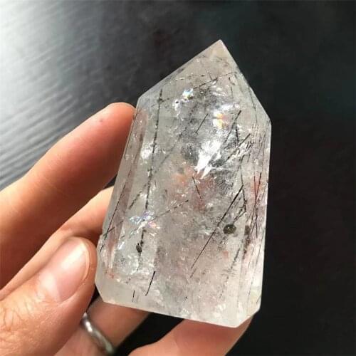 Rutilated Crystals Clear Quartz with Black Tourmaline Natural Healing Stone Reiki Healing Mineral Home Decoration Wicca Chakra